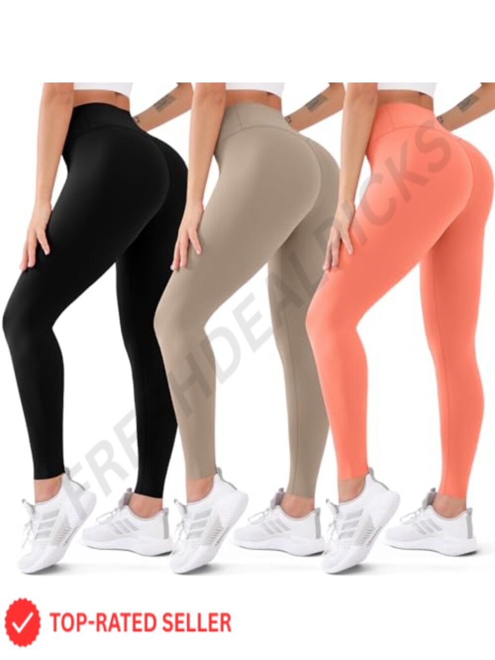 3 Pack High Waisted Butt Lift Leggings Yoga Pants Polyester Spandex Workout